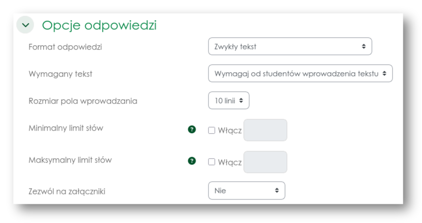 Format odpowiedzi – zwykły tekst