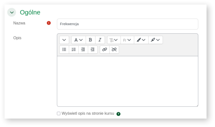 Frekwencja – podstawowe ustawienia