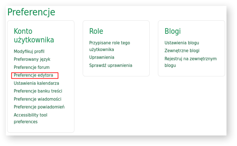 Preferencje użytkownika